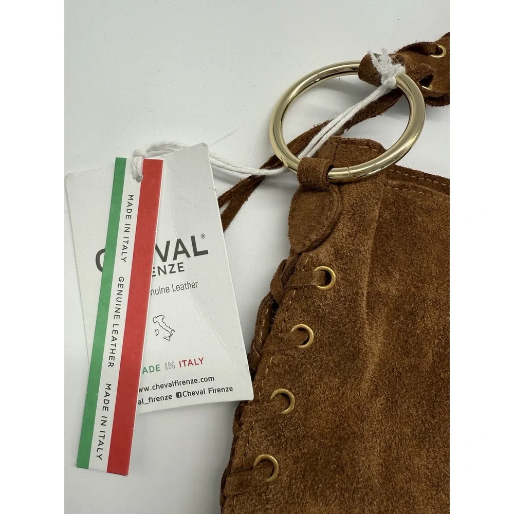NWT Cheval Firenze Suede Fringe shoulder bag Brown‎
